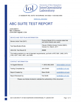 Sample Report Cover Sheet