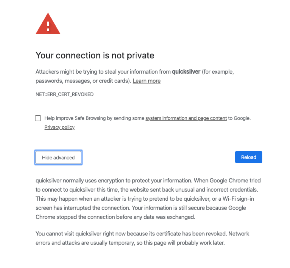 connection is not private alert