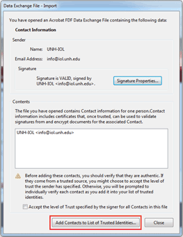 Adobe Reader - Importing Certificate File