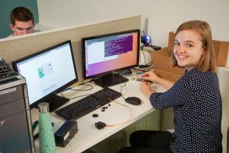 intern working with pi board