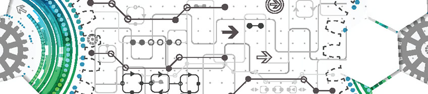 Stylized image suggestive of a dataflow diagram