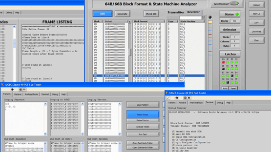 Screenshot of our 10GBASE-R PCS testing software