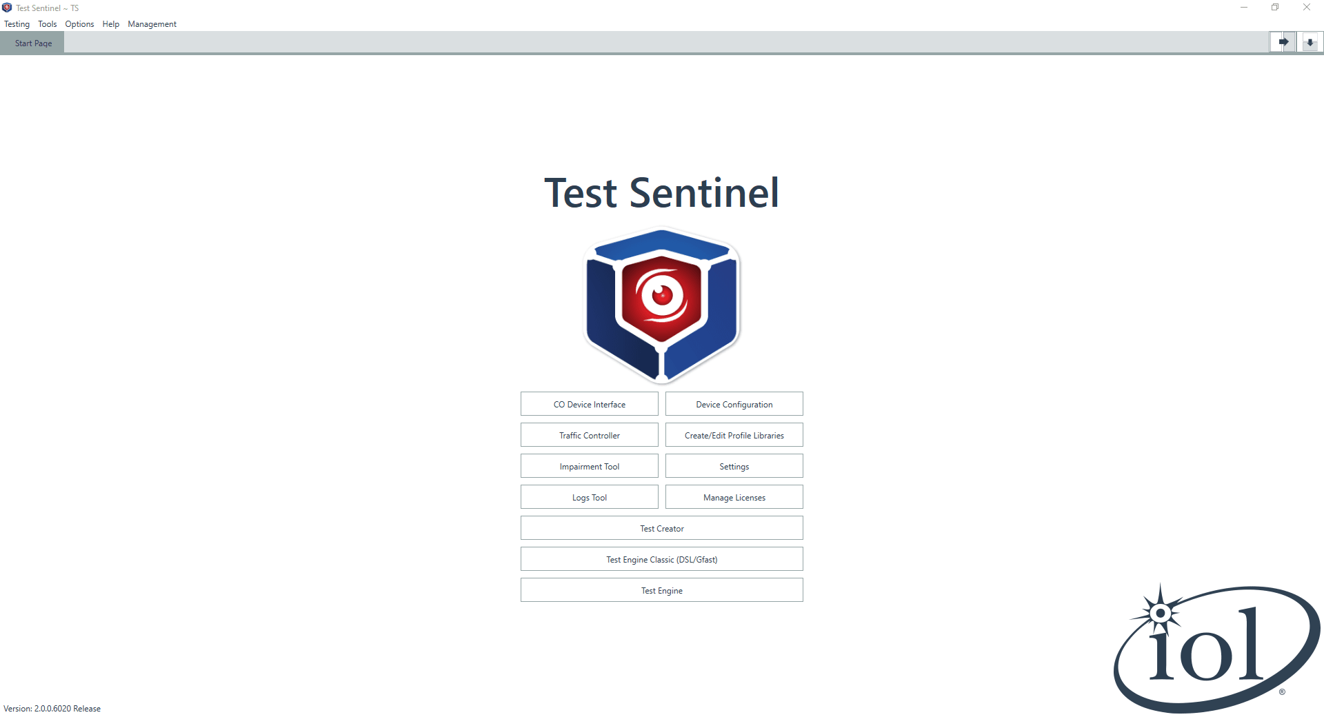 Test Sentinel Start Page