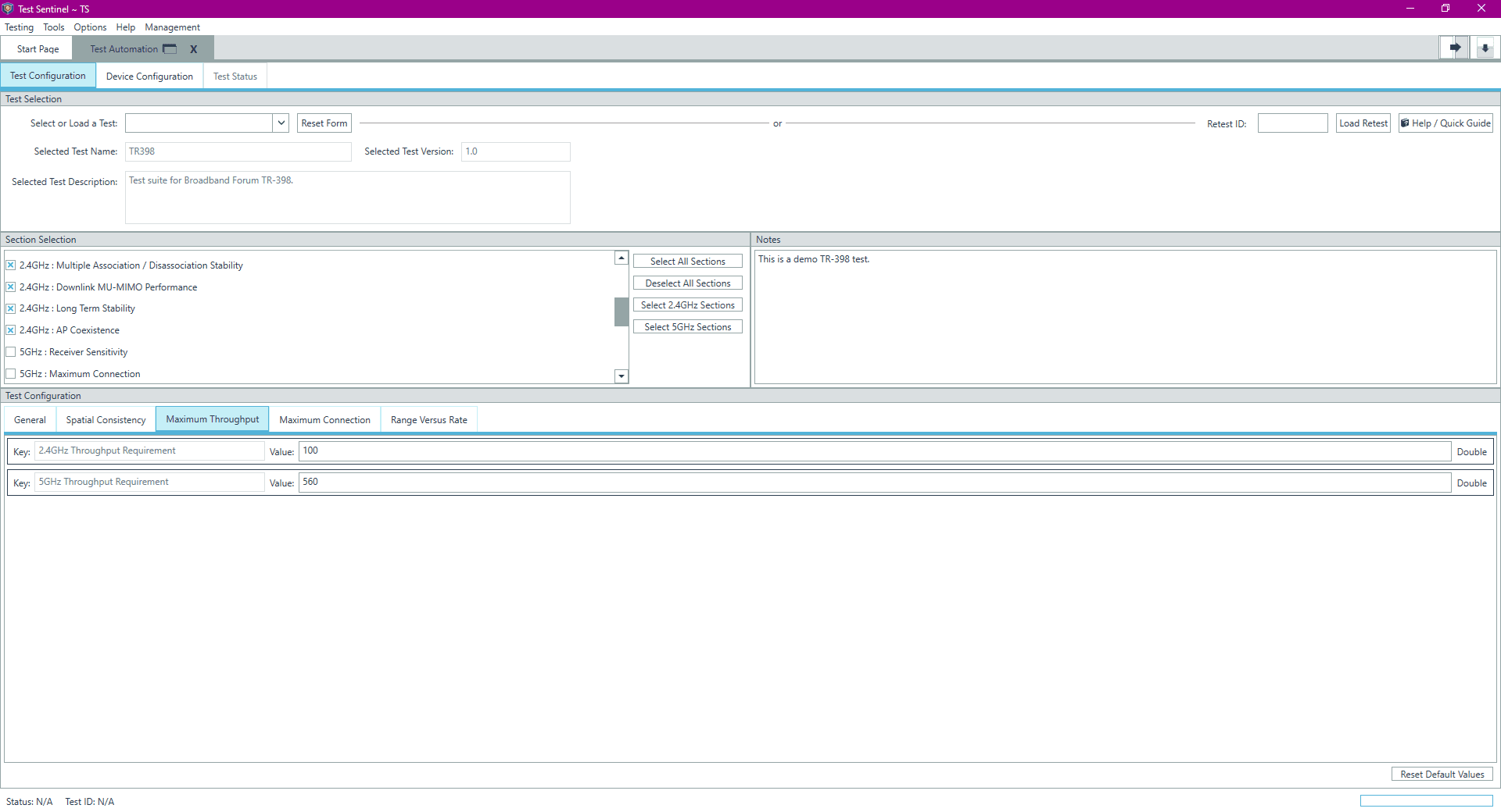 TR-398 Test Setup